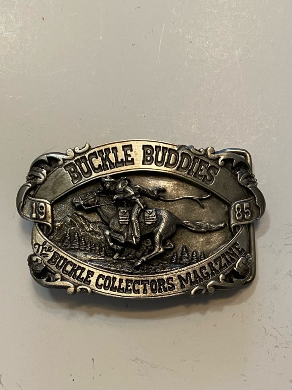 Vintage 1985 Buckle Buddies Belt Buckle Limited Edition,Western Cowboy Scene